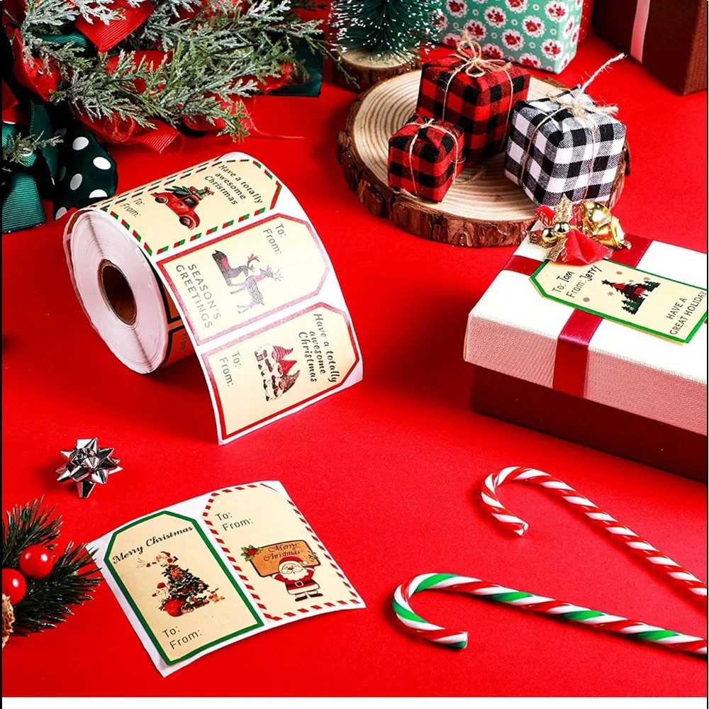 🎄 50 HOLIDAY PRESENTS LABELS 2024 - Kraft color